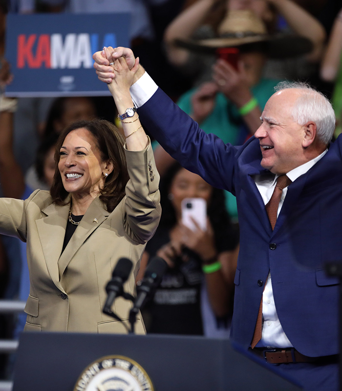 Kamala Harris and Tim Walz